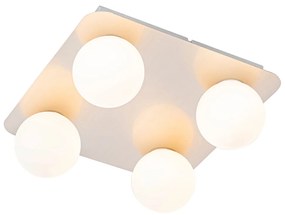 Zewnetrzna Nowoczesna lampa sufitowa do łazienki ze stali kwadratowa 4-punktowa - Cederic Nowoczesny Oswietlenie zewnetrzne