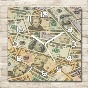 Zegar szklany na ścianę Banknoty dolarów