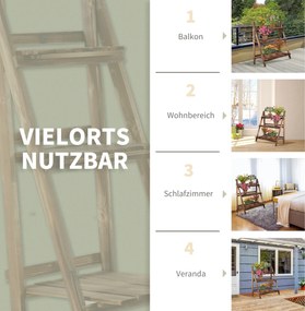 Stojak na kwiaty regał 3 półki drewno outsunny