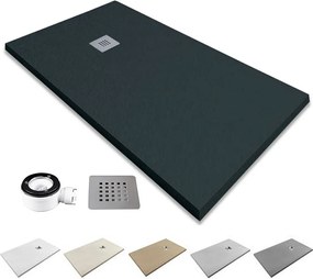 Brodzik z żywicy antypoślizgowy | Zawiera syfon i kratkę odpływową | Kolor Antracyt | 100x100cm