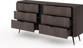 Komoda Edrin 163 cm z szufladami - dąb dunin / czarny