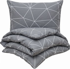 Kvalitex Bawełniana pościel Nordic Grid szary, 220 x 200 cm, 2 szt. 70 x 90 cm