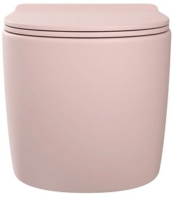 Miska WC podwieszana z różowej matowej ceramiki bez kołnierza - JAVOINE
