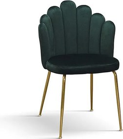 Zestaw 4 zielonych krzeseł z tkaniny z efektem aksamitu, złote nogi - LILLE