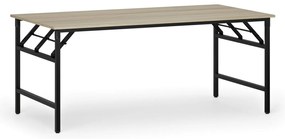 Stół konferencyjny FAST READY, 180x90 cm, czarna podstawa, dąb naturalny