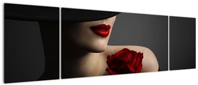 Obraz - Kobieta z różą (170x50 cm)