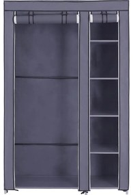 Szafa tekstylna z półkami i drążkiem na ubrania MATIS 110x175 cm szara