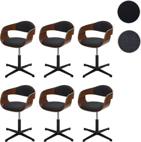 Krzesło do jadalni MCW-H46 (zestaw 6 szt.),  wygląd orzechowy, tkanina ciemnoszara