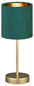 Metalowa lampa stołowa w zielono-złotym kolorze z tekstylnym kloszem (wysokość 34 cm) Aura – Fischer &amp; Honsel