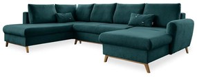 Turkusowa rozkładana sofa w kształcie litery "U" Miuform Scandic Lagom, lewostronna