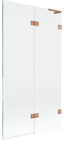 Mexen Lunar L parawan nawannowy 2-skrzydłowy prawy 100 x 150 cm, transparent, miedź szczotkowana - 897L-100-100-65-00-P