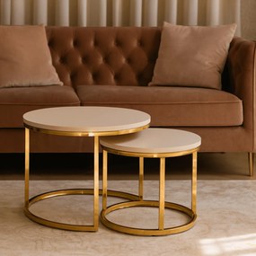 Zestaw Stolików Kawowych APULIA 43 cm/53 cm Kaszmir/Złoty Glamour