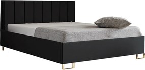 Łóżko tapicerowane MALIBU, wezgłowie, obicie MONOLITH, pojemnik na pościel, podnośnik gazowy, wysokość spania 39 cm, 120x200 cm, Grafitowy