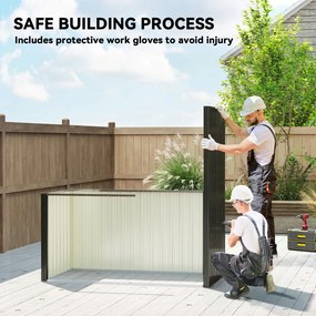 Outsunny Metalowy schowek na narzędzia 1,37 m², zamykany schowek z wentylacją, pochyłym dachem, rękawicami, 163 x 90 x 179 cm | Aosom PL