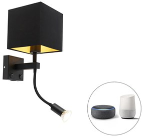 Inteligentna lampa ścienna czarna z USB, w tym Wi-Fi A60 i GU10 - Zeno Nowoczesny Oswietlenie wewnetrzne