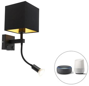 Inteligentna lampa ścienna czarna z USB z Wifi A60 i GU10 - Zeno Nowoczesny Oswietlenie wewnetrzne