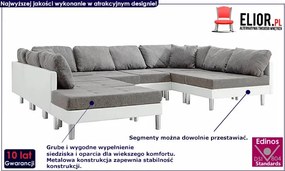 Sofa modułowa biało-jasnoszara z ekoskóry  - Basket