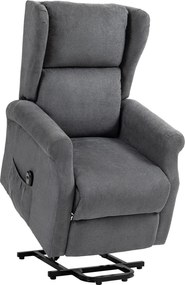 HOMCOM Fotel relaksacyjny z funkcją leżenia i pomocą przy wstawaniu do 200kg ciemnoszary 72,5x94x109cm | Aosom PL