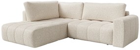 Narożna kanapa lewostronny z tkaniny melanżowej beżowej LORIONA