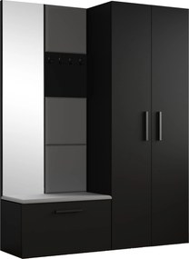 Masseno Garderoba MODULO 160,6/204/40 cm do Przedpokoju Nowoczesna Czarna