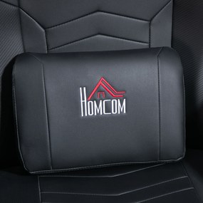 HOMCOM Fotel Gamingowy z Masażem, Regulowane Oparcie, Podnóżek, do 120 kg, Stelaż Stalowy, Sztuczna Skóra, Czarny | Aosom PL