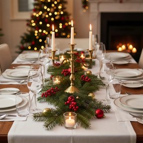 Świecznik trójramienny, złoty, 30 cm