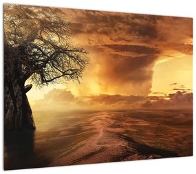 Obraz na szkle - pomarańczowe chmury (70x50 cm)