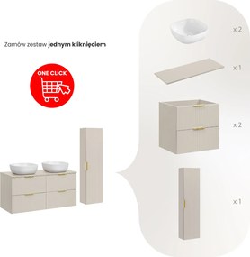 Zestaw mebli łazienkowych Adel 012 kaszmir - szafka 120 cm, umywalki nablatowe i słupek
