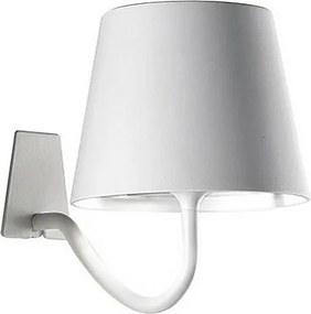 Biała lampa ścienna LED Poldina, z możliwością ładowania i ściemniania, z czasem pracy na baterii do 12 godzin.