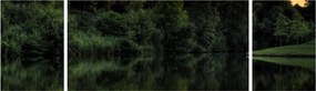 Obraz jeziora przy lesie (170x50 cm)