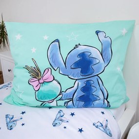 Miętowa bawełniana pościel dziecięca jednoosobowa 140x200 cm Lilo &amp; Stitch "Buddies" – Jerry Fabrics