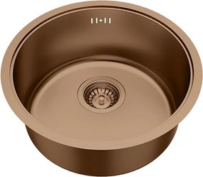 Essenox zlewozmywak 1 komora okrągła ze stali nierdzewnej 42.5cm szczotkowane miedź - Essebagno