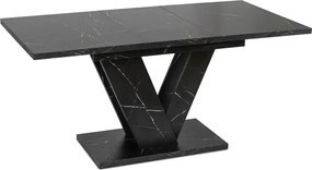 Stół Prostokątny Rozkładany CLARK 120-160 cm Czarny Marmur Glamour