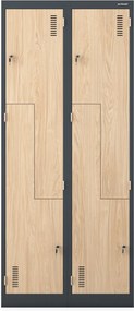 Szafa socjalna czterokomorowa Eco Design Julia, 80x45x185 cm, antracyt/dąb sonoma