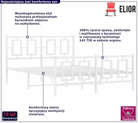 Łóżko metalowe białe w stylu industrialnym 140x200 cm - Esenti