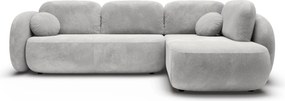 Masseno Narożnik AMICO z funkcją spania i pojemnikiem na pościel Narozniki L, Rozkładana sofa - Jasnoszary, EGON 07