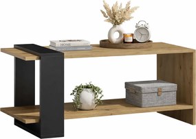 Prostokątna Ława Czarny Z Półką Dąb Artisan + F2-B40