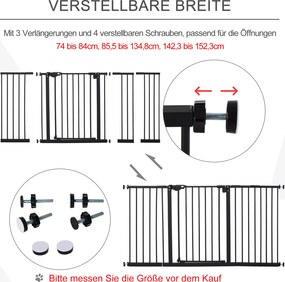 PawHut barierka ochronna dla zwierząt regulowana do domu i mieszkania 136x76 cm | Aosom PL