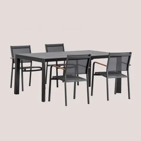 Zestaw Stół Prostokątny 180-240x100 Cm Rozkładany Starmi I 4 Krzesła Ogrodowe Sztaplowane Z Aluminium Archer Grafitowa Szarość - Sklum
