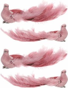 Różowy paw z klipsem, 25 x 8 x 6 cm, zestaw 4 szt.