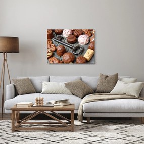Obraz na szkle - czekolada i klucze (70x50 cm)