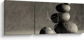 Obraz - Szare kamienie (z zegarem) (90x30 cm)