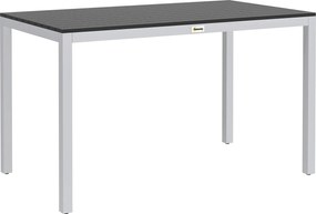 Outsunny Stół ogrodowy z aluminium 120x70 cm, odporny na warunki pogodowe, balkonowy ze wzorem drewna, na 4-6 osób, Czarny