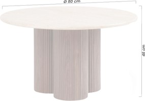 Stolik kawowy okrągły Massia 80 cm do salonu - trawertyn / orzech
