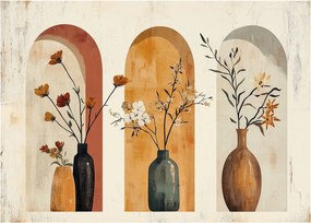 Obraz na szkle - Wazony w łukach (70x50 cm)