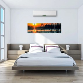 Obraz - Zachód słońca nad jeziorem (170x50 cm)