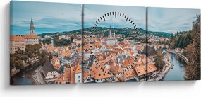 Obraz - Český Krumlov (z zegarem) (90x30 cm)