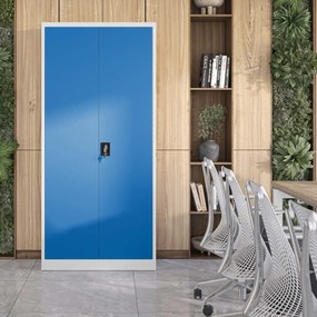 Szafa na dokumenty biurowa metalowa szaro-niebieska: JAN H, 900 x 1950 x 400 mm