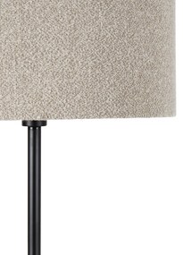 Lampa podłogowa czarna z abażurem boucle taupe 50 cm - Simplo Nowoczesny Oswietlenie wewnetrzne