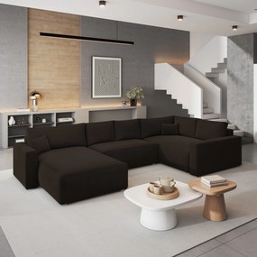 Masseno Narożnik VELAMI z funkcją spania i pojemnikiem na pościel Narozniki U, Rozkładana sofa - Brązowy, MONOLITH 29